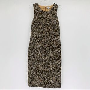 J Crew Sleeveless Sheath Dress Knee Length Animal Print Size 4